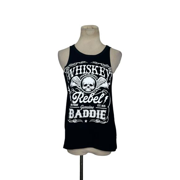 Streetwear Society black white Whiskey Baddie print tank top size large - Picture 1 of 9